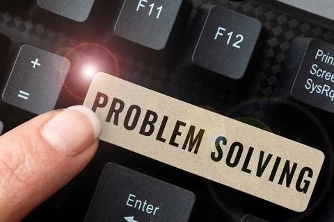 Text sign showing Problem Solving. Word for having a good capability of finding Stock Photos