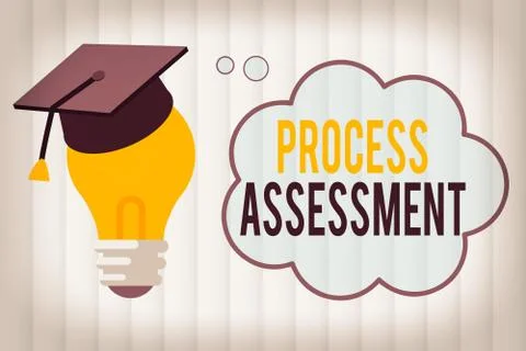 Text sign showing Process Assessment. Conceptual photo disciplined examination Stockillustratie