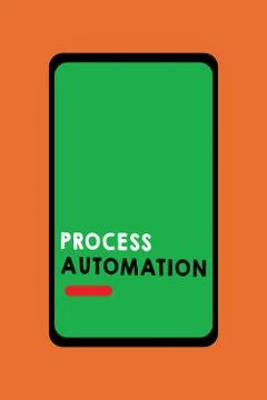 Text sign showing Process Automation. Conceptual photo Transformation Streaml Illustrazione stock