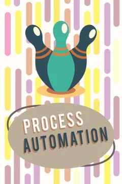Text sign showing Process Automation. Conceptual photo Transformation Illustrazione stock