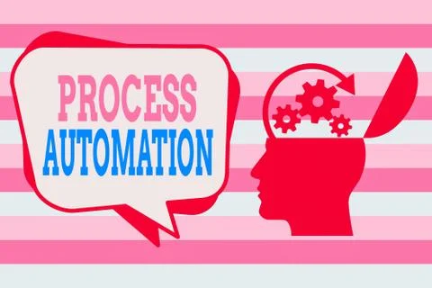 Text sign showing Process Automation. Conceptual photo the use of technology to Stock Illustration