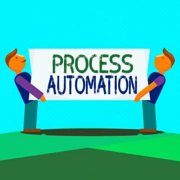 Text sign showing Process Automation. Conceptual photo the use of technology to Stock Illustration