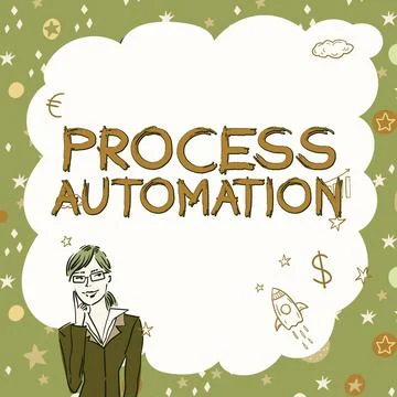 Text sign showing Process Automation. Word Written on the use of technology to 库存插图
