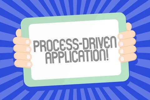 Text sign showing Process Driven Application. Conceptual photo workflow engin Illustrazione stock