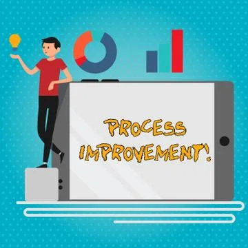 Text sign showing Process Improvement. Conceptual photo ongoing effort to 스톡 일러스트
