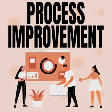 Text sign showing Process Improvement. Business idea Optimization Meet New Illustrazione stock