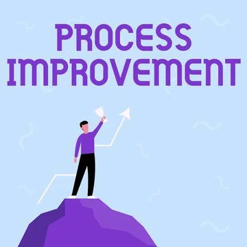 Text sign showing Process Improvement. Business idea Optimization Meet New Illustrazione stock