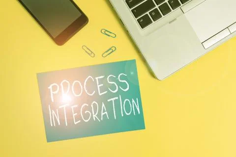 Text sign showing Process Integration. Conceptual photo sharing of data and Stock Photos