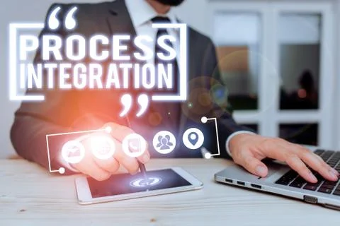 Text sign showing Process Integration. Conceptual photo sharing of data and Stock Photos