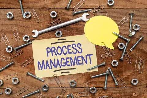 Text sign showing Process Management. Word Written on aligning processes with an Stock Photos