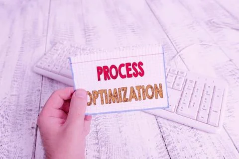 Text sign showing Process Optimization. Conceptual photo Improve Organizations Stock Photos