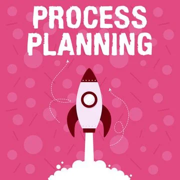 Text sign showing Process Planning. Concept meaning the development of goals Illustrazione stock