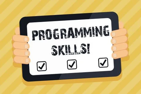 Text sign showing Programming Skills. Conceptual photo skills vital to write a 스톡 일러스트