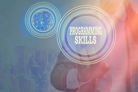 Text sign showing Programming Skills. Conceptual photo expertise required to 库存照片