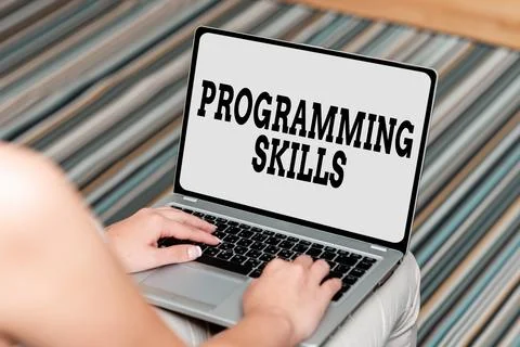 Text sign showing Programming Skills. Word Written on skills vital to write a 스톡 사진