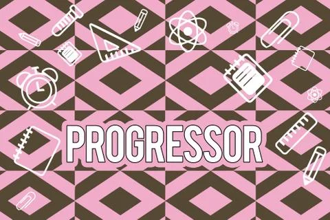 Text sign showing Progressor. Conceptual photo Person who makes progress or Illustrazione stock