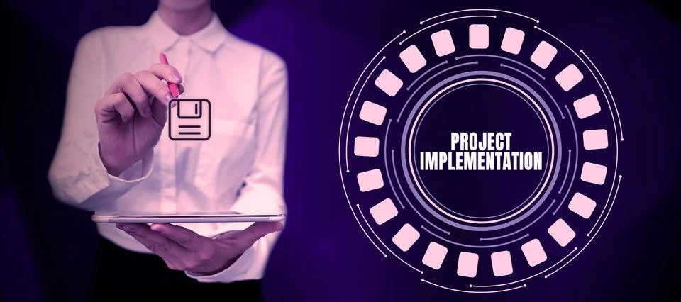 Text sign showing Project Implementation. Business concept paying for start up Stock Photos
