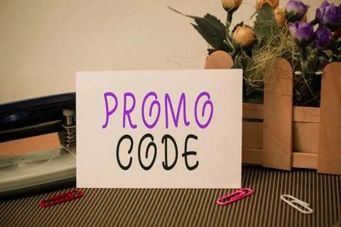 Text sign showing Promo Code. Conceptual photo digital numbers that give you Foto stock