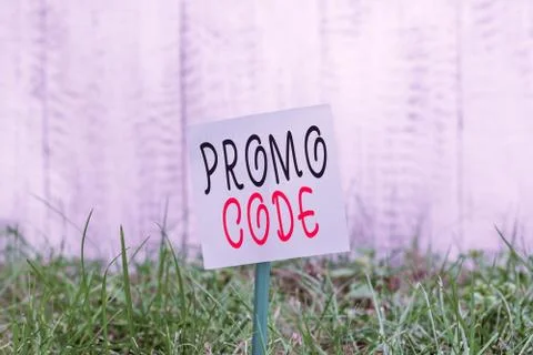 Text sign showing Promo Code. Conceptual photo digital numbers that give you Stock-Fotos