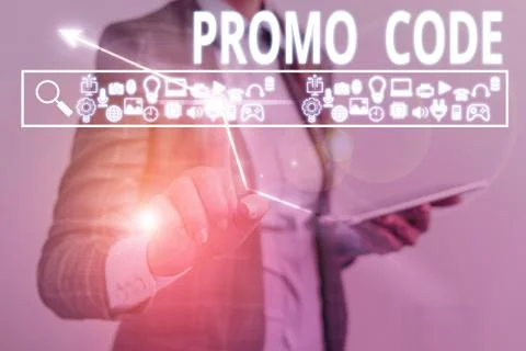 Text sign showing Promo Code. Conceptual photo digital numbers that give you Stock-Fotos