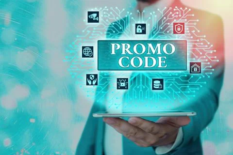 Text sign showing Promo Code. Conceptual photo digital numbers that give you Stock Photos