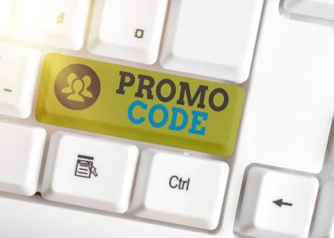 Text sign showing Promo Code. Conceptual photo letters or numbers that allows Stock-Fotos