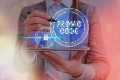 Text sign showing Promo Code. Conceptual photo letters or numbers that allows Stock Photos