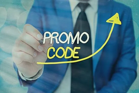 Text sign showing Promo Code. Conceptual photo letters or numbers that allows Foto stock