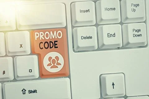 Text sign showing Promo Code. Conceptual photo letters or numbers that allows Stock-Fotos