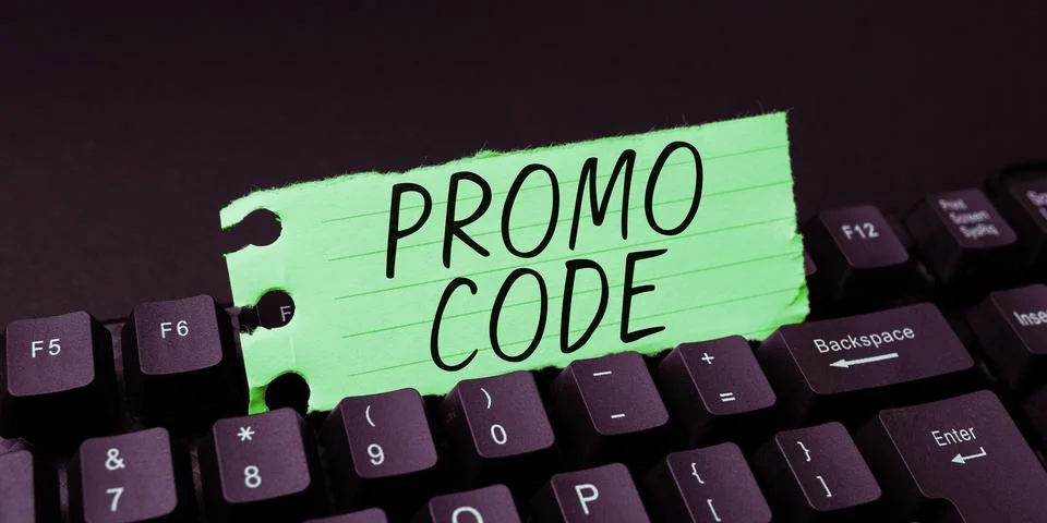 Text sign showing Promo Code. Internet Concept digital numbers that give you Stock-Fotos