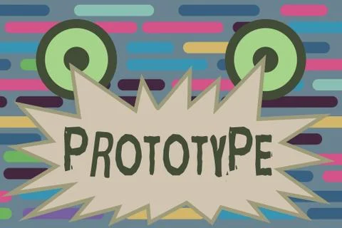 Text sign showing Prototype. Conceptual photo Preliminary project design version Illustrazione stock