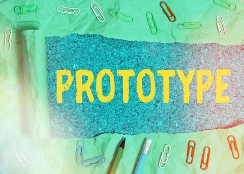 Text sign showing Prototype. Conceptual photo first and usually functional form Fotos Stock