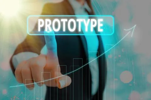 Text sign showing Prototype. Conceptual photo first and usually functional form Fotos de archivo