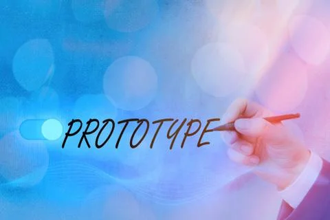 Text sign showing Prototype. Conceptual photo first and usually functional form Fotos Stock