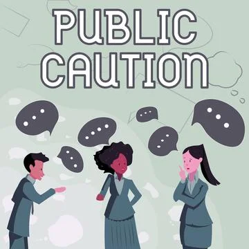 Text sign showing Public Caution. Concept meaning formal warning given to the Stock-Illustration
