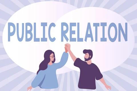 Text sign showing Public Relation. Business overview practice of deliberately Illustrazione stock