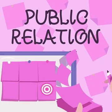 Text sign showing Public Relation. Word Written on practice of deliberately Illustrazione stock