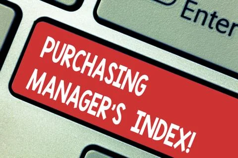 Text sign showing Purchasing Manager S Index. Conceptual photo indicator of Foto stock