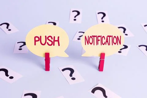 Text sign showing Push Notification. Business showcase automated message sent by Stock Photos