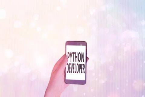 Text sign showing Python Developer. Conceptual photo responsible for writing Stock Photos