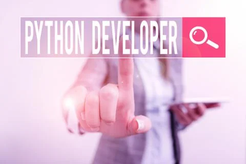 Text sign showing Python Developer. Conceptual photo responsible for writing Stock Photos