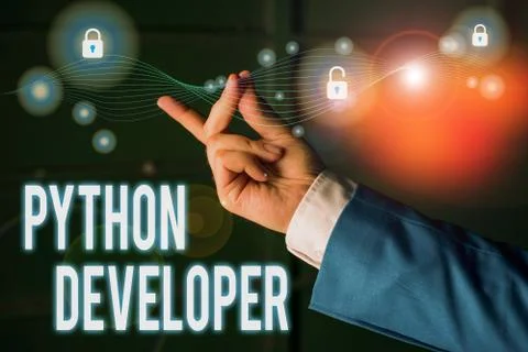 Text sign showing Python Developer. Conceptual photo responsible for writing Stock Photos