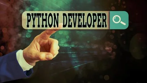 Text sign showing Python Developer. Conceptual photo responsible for writing Stock Photos