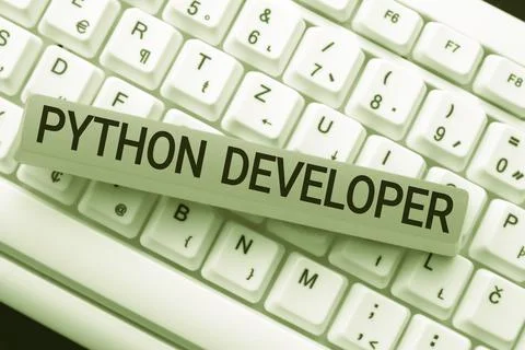 Text sign showing Python Developer. Business showcase responsible for writing Stock Photos