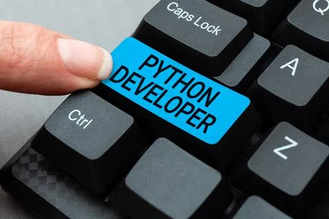 Text sign showing Python Developer. Business approach responsible for writing Stock Photos