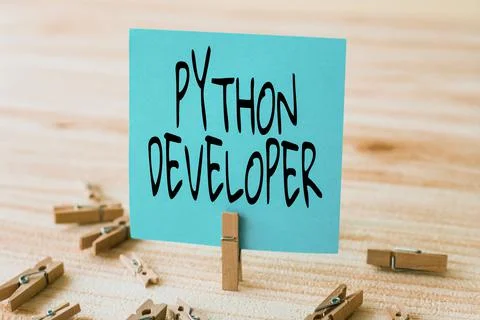 Text sign showing Python Developer. Concept meaning responsible for writing Stock Photos