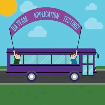 Text sign showing Qa Team Application Testing. Conceptual photo Question and Illustrazione stock