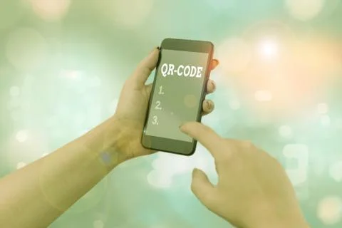Text sign showing Qr Code. Conceptual photo the trademark for a type of matrix Foto stock