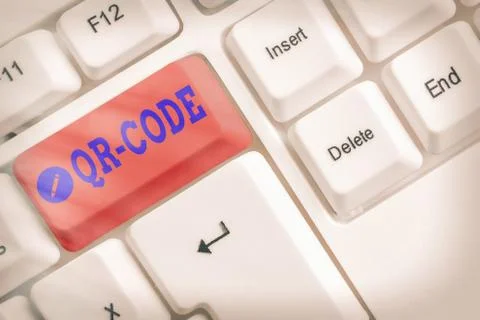 Text sign showing Qr Code. Conceptual photo the trademark for a type of matrix Foto stock