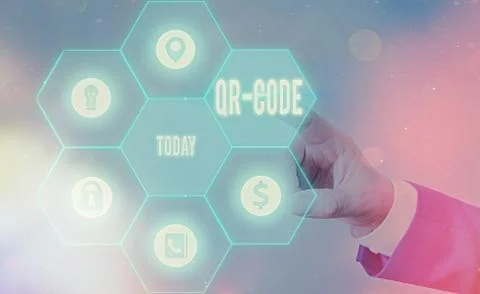 Text sign showing Qr Code. Conceptual photo the trademark for a type of matrix Foto stock